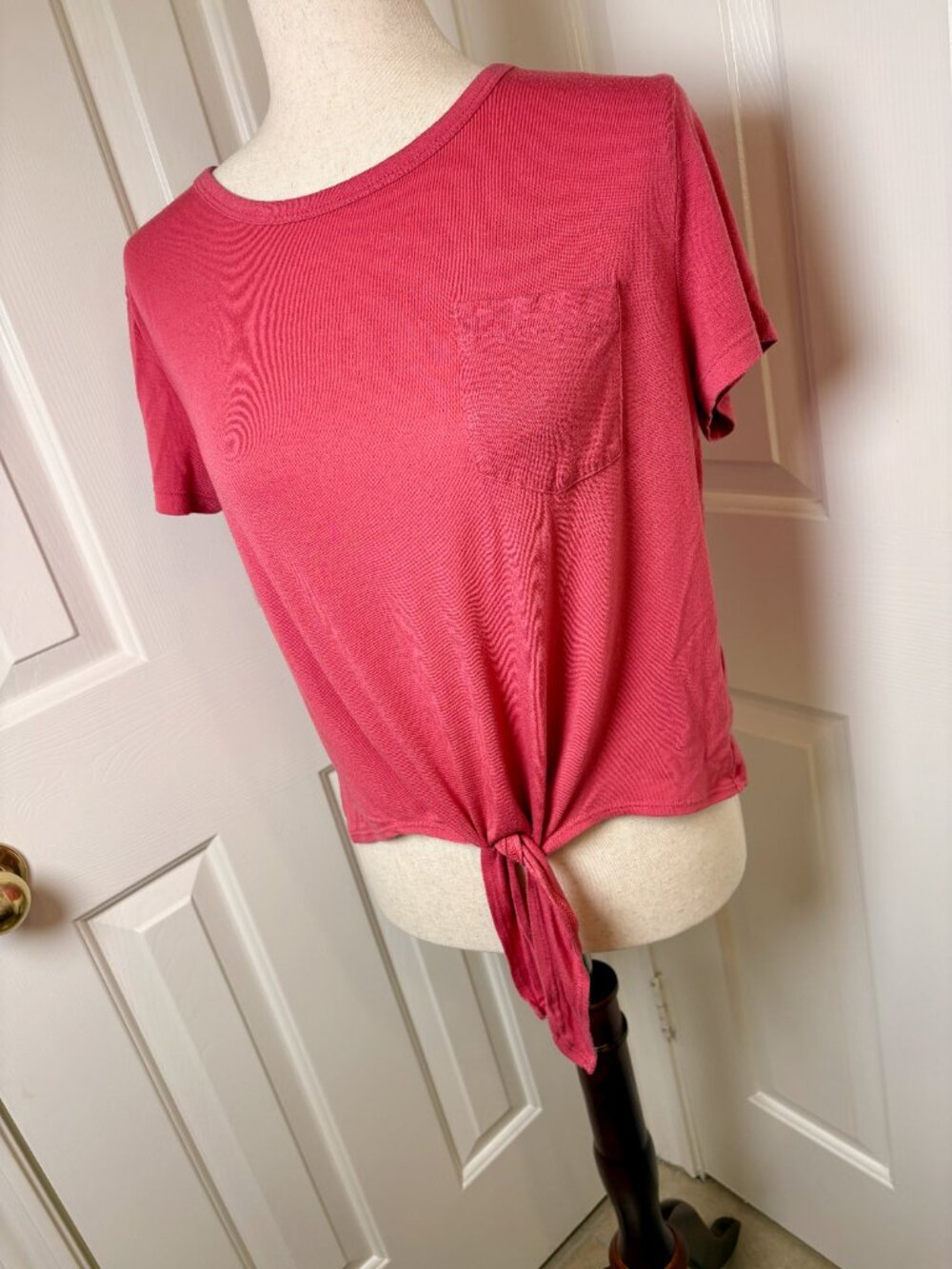J.Crew Pink Tie Front Cropped Short Sleeve T-Shirt Size Medium - Picture 2 of 9